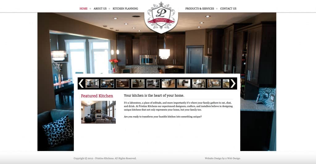 Pristine Kitchens new website design
