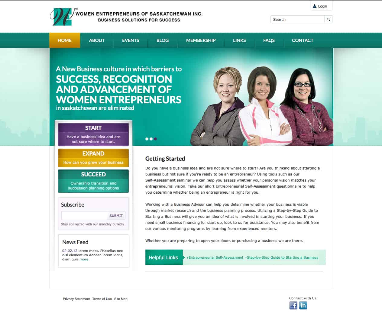 Women Entrepreneurs of Saskatchewan new website design