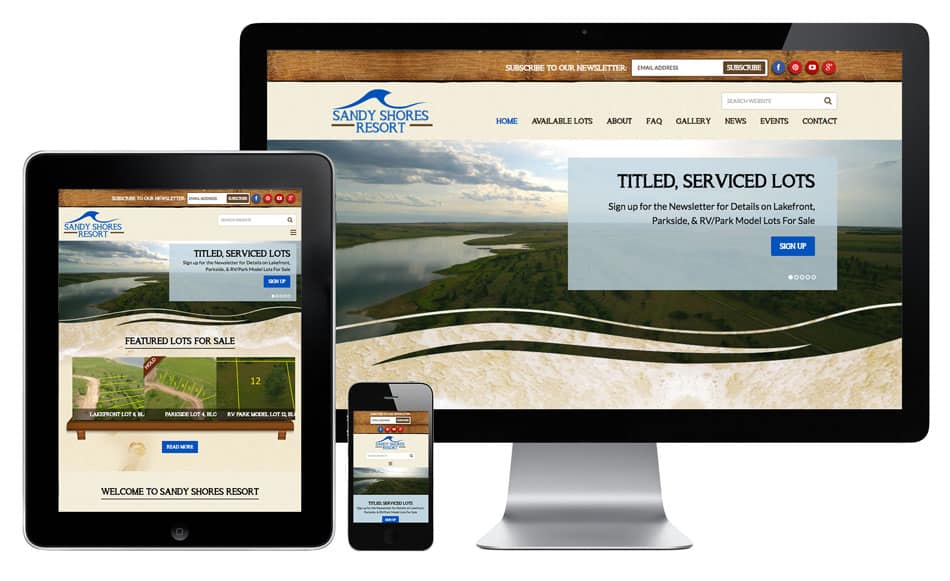 responsive web design for sandy shores resort in saskatchewan