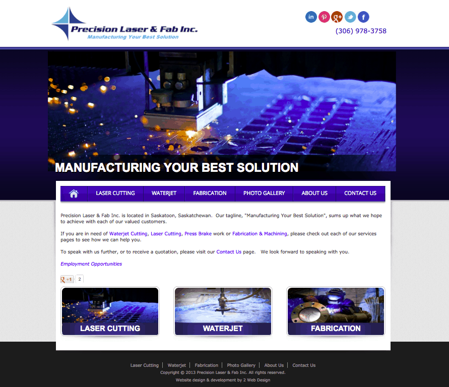 Precision Laser new website design
