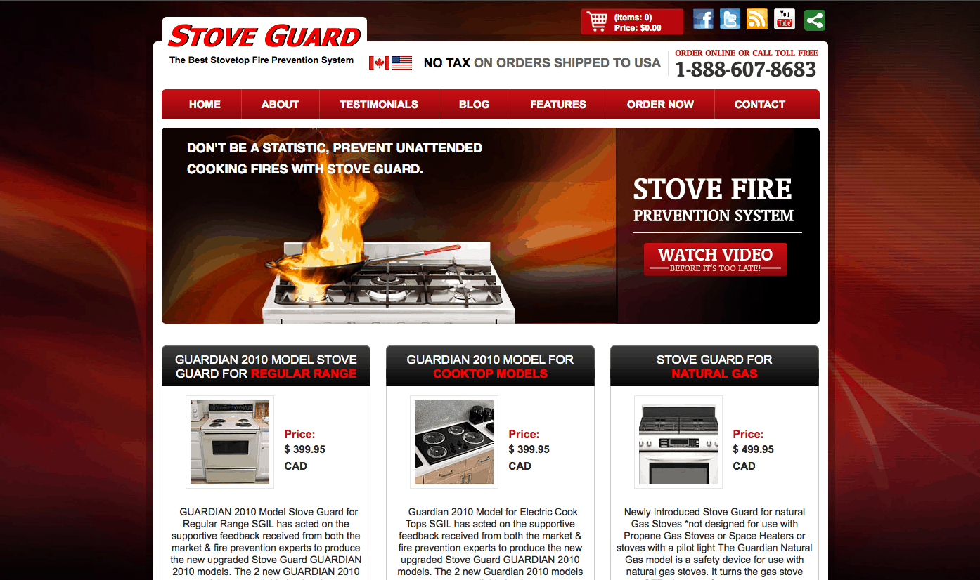 Stove Guard International new website design