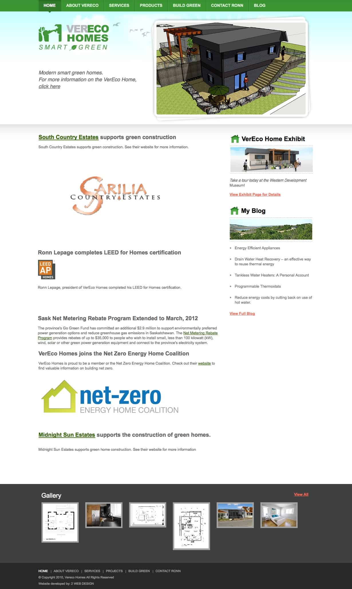 VerEco Homes old website design