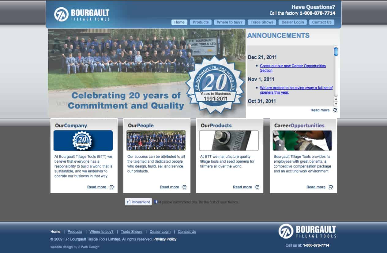 Bourgault Tillage Tools old website design
