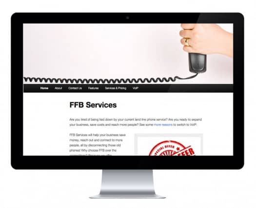 Screenshot displaying the old FFB VoIP Solutions website