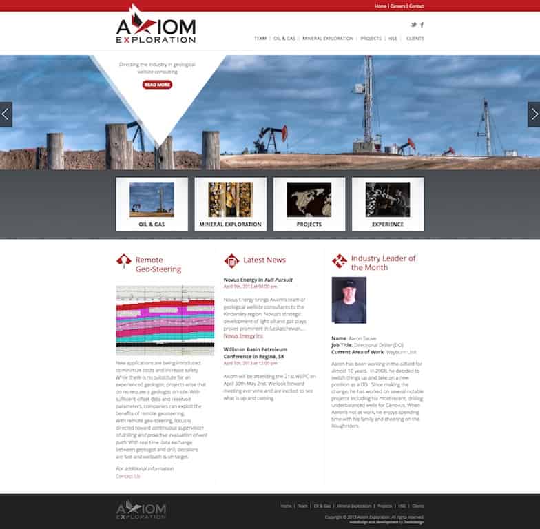 Axiom Exploration new website design
